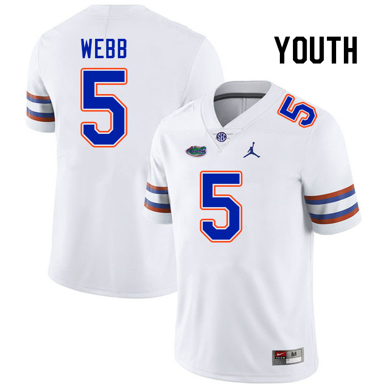 Youth #5 Treyaun Webb Florida Gators College Football Jerseys Stitched-White